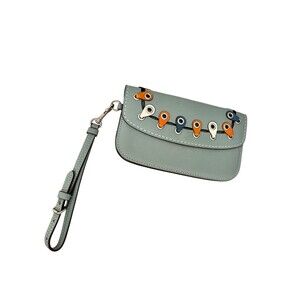 Coach 1941 Glovetanned Leather Colorblock Link Wristlet Clutch - Steel Blue
